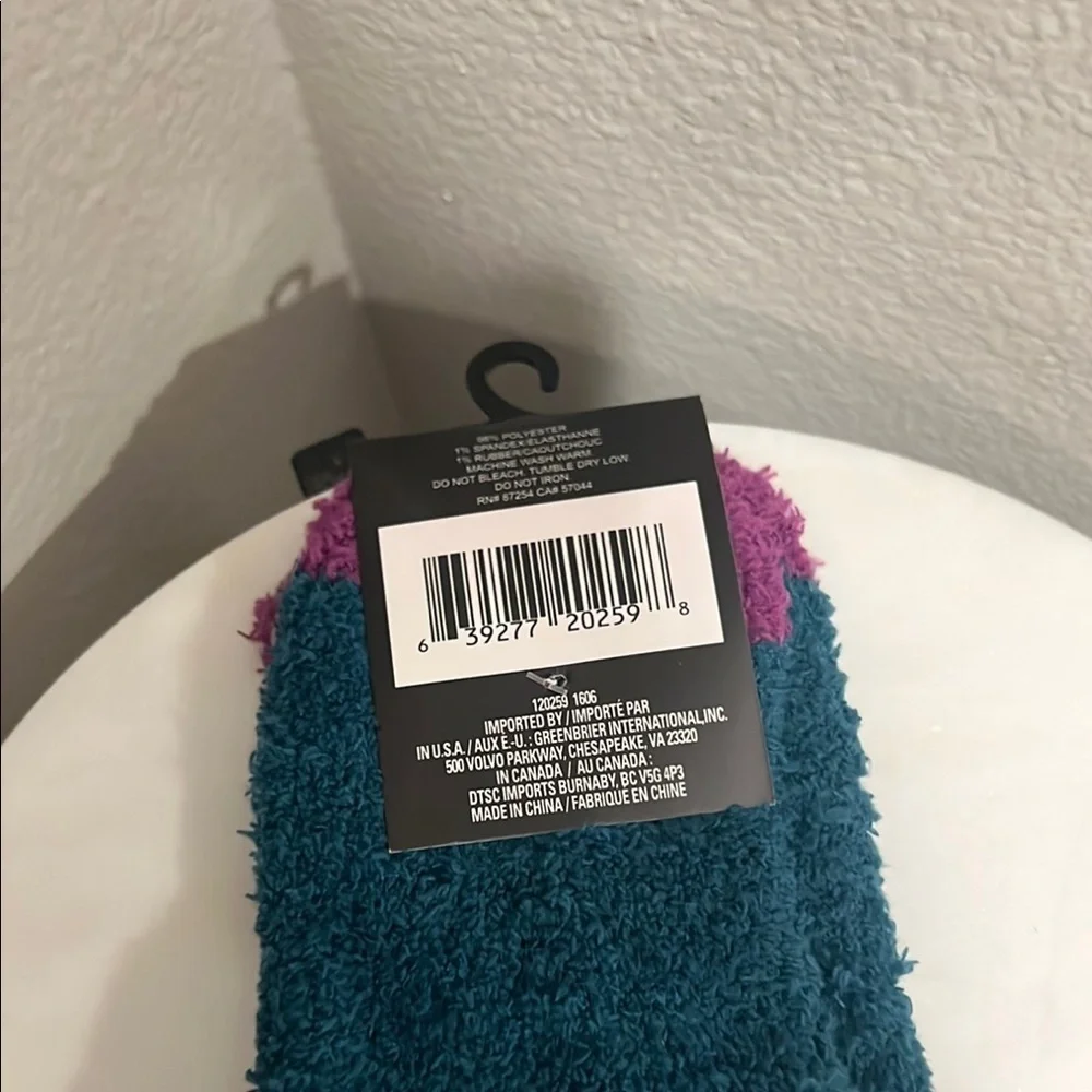 Snuglo Teal and Purple Fuzzy Socks